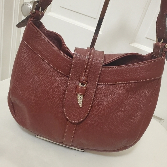 CATS Burgundy Pebble Grain Leather Hobo Bag, Classic - Picture 12 of 13